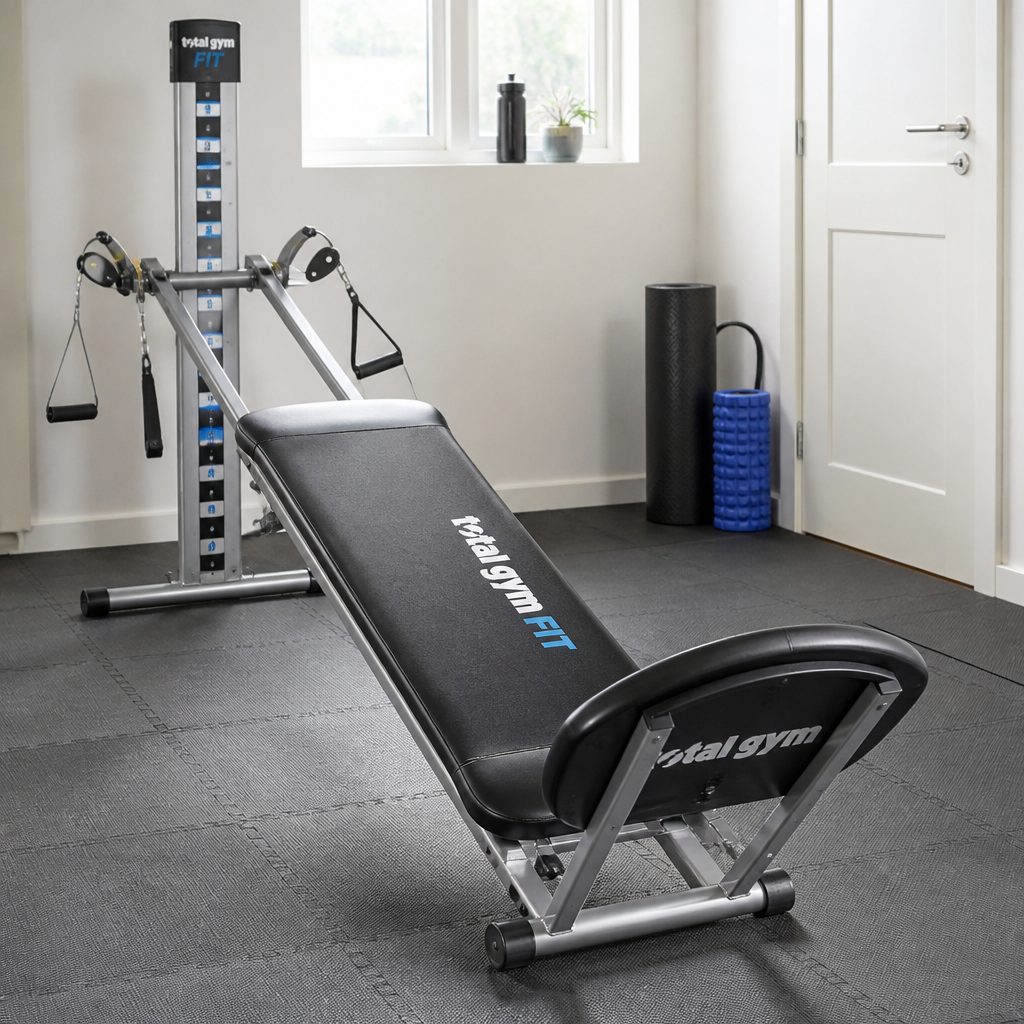 A Total Gym FIT-style glideboard trainer is a strong option for people who prefer one foldable machine over separate benches, dumbbells and loose accessories.