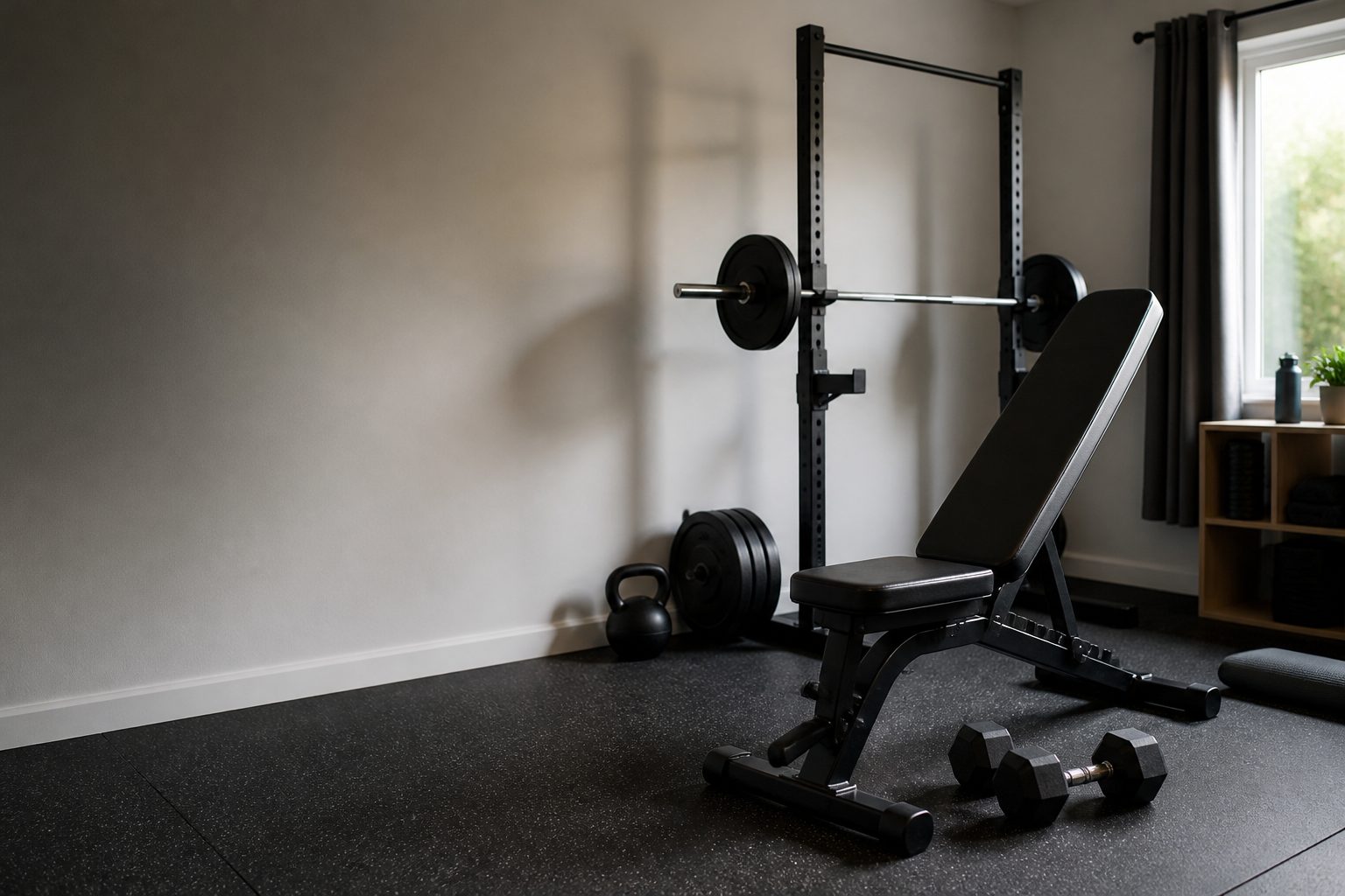 A sensible spare-room gym is not a miniature commercial facility. It is a clear training area, a stable bench, adaptable resistance and enough floor protection to let you train without negotiating with the carpet.