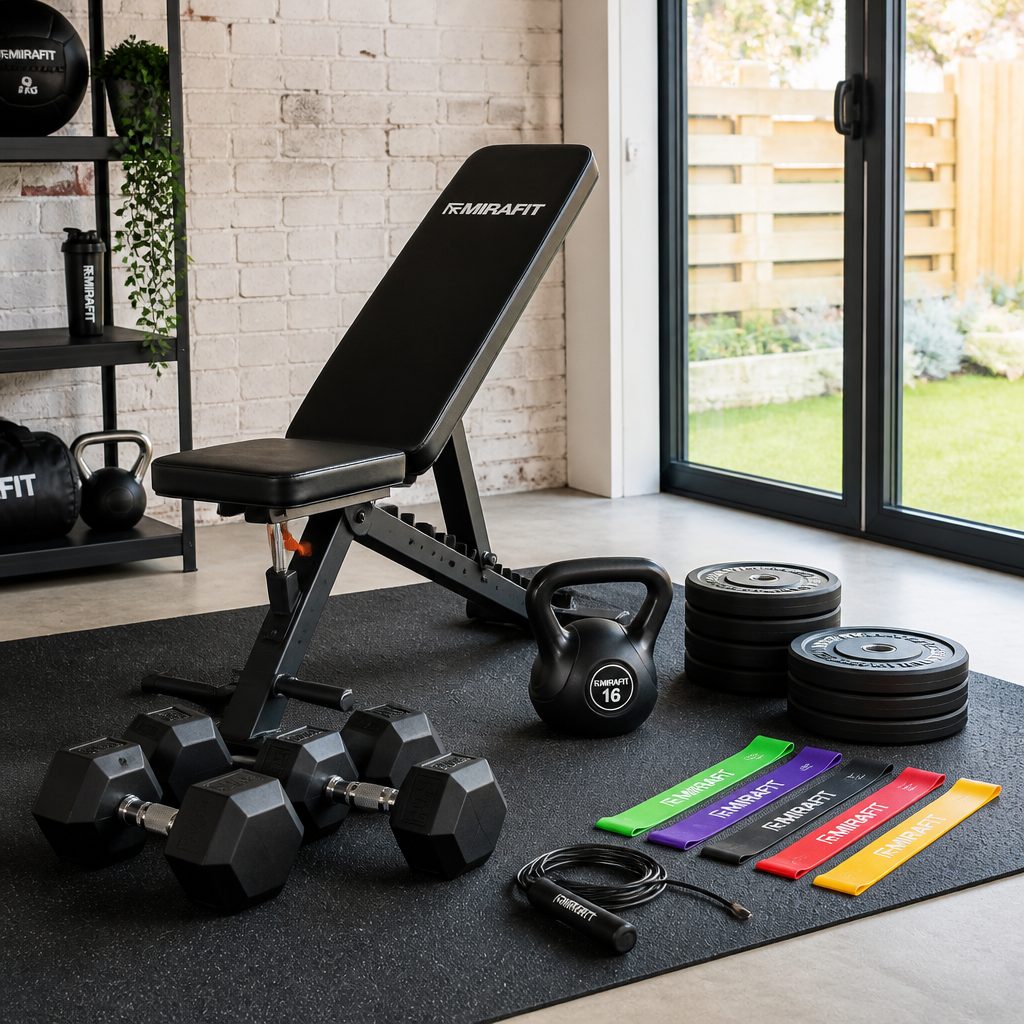 A compact, well-chosen collection of free weights, a bench, bands and floor protection remains one of the most effective ways to start training at home.