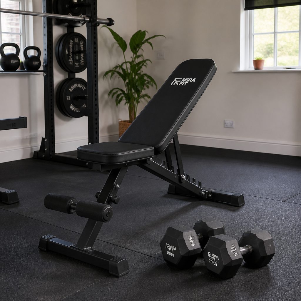A stable adjustable bench opens up incline pressing, supported rows, split squats and seated shoulder work, rather than limiting dumbbells to the floor.