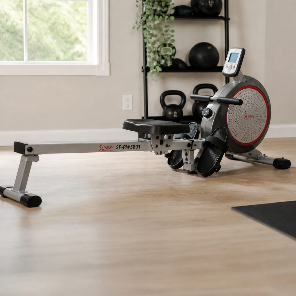 Sunny Health & Fitness SF-RW5801 puts the emphasis on a broad 16-level magnetic range, a helpful advantage for households where more than one person may use the rower.