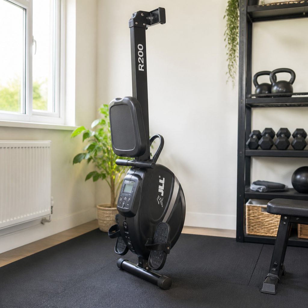 The JLL R200's upright folded form is the sort of practical detail that matters when your training space is also your lounge, dining room and occasional home office.