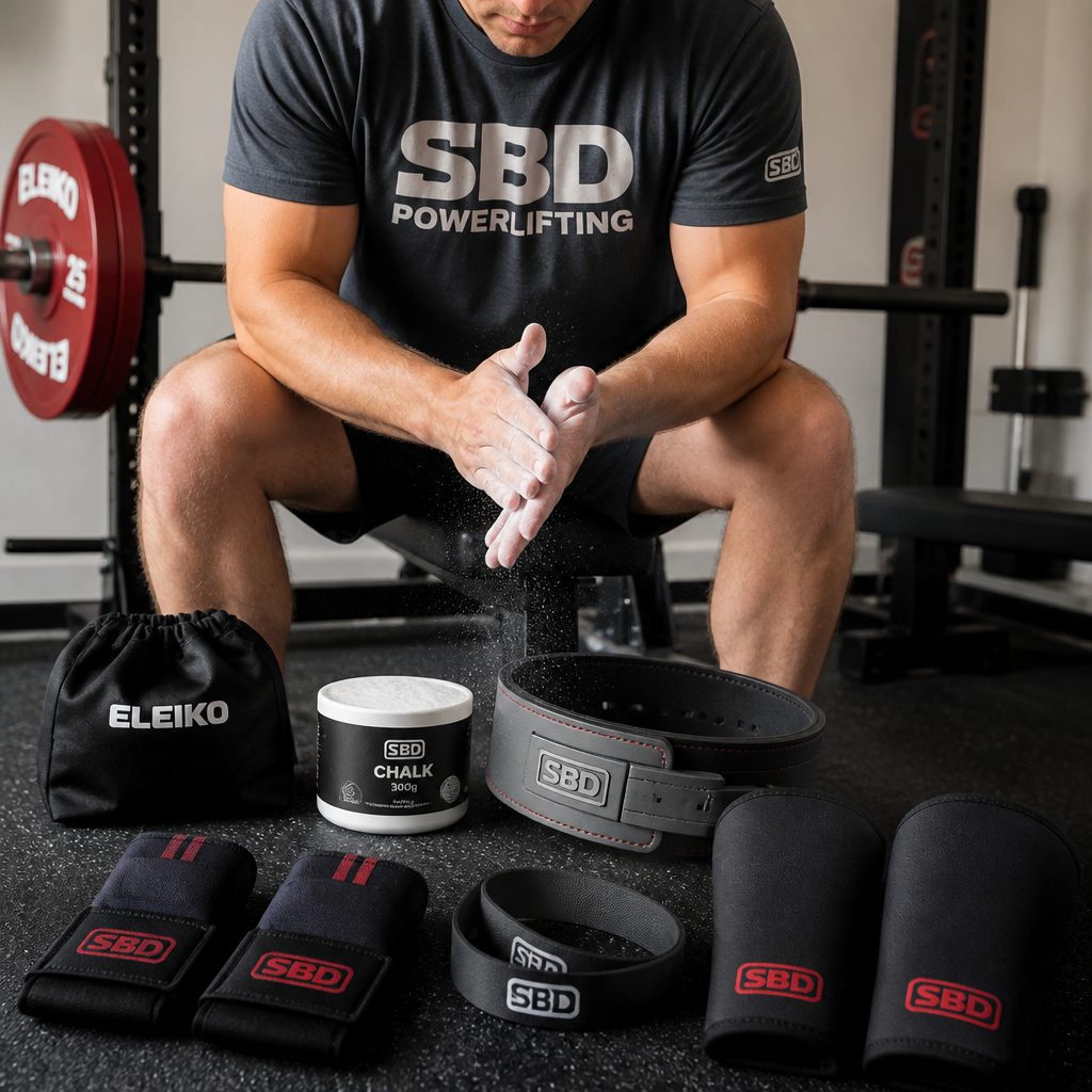 Use chalk to improve friction, then decide whether the session truly calls for grip assistance rather than reaching for every accessory at once.
