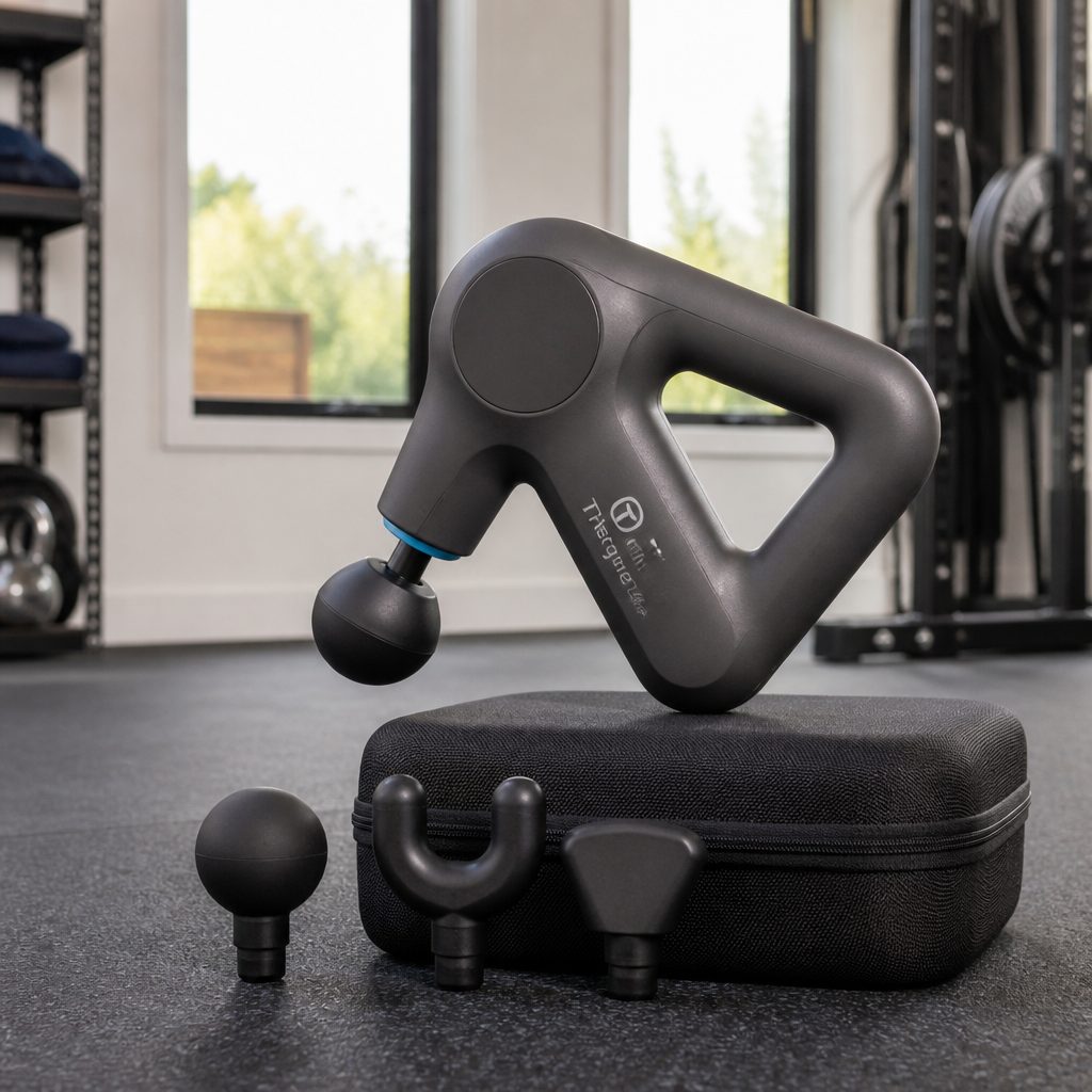 Attachments should solve ordinary problems rather than clutter a drawer: a ball for large muscles, a fork for either side of the spine, and a softer head for more sensitive areas cover most people nicely.