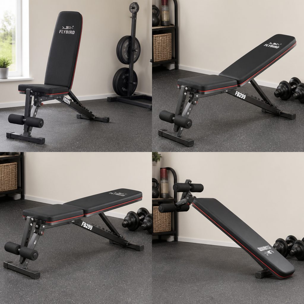 The FLYBIRD FB299's combination of upright, incline, flat and decline settings makes it the broadest training tool in this compact-focused selection.