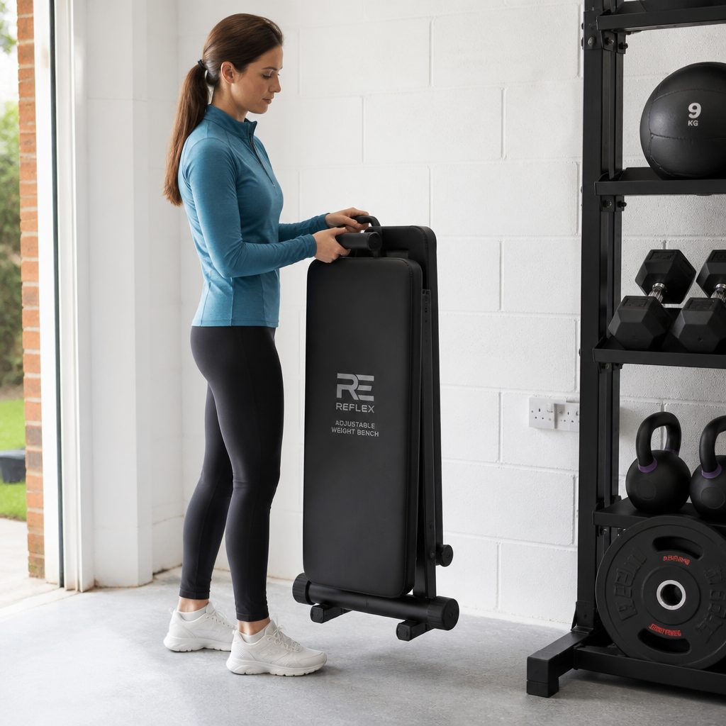 The useful measurements are the ones that relate to your home: folded length, thickness and whether the bench can be lifted or rolled into its resting place.