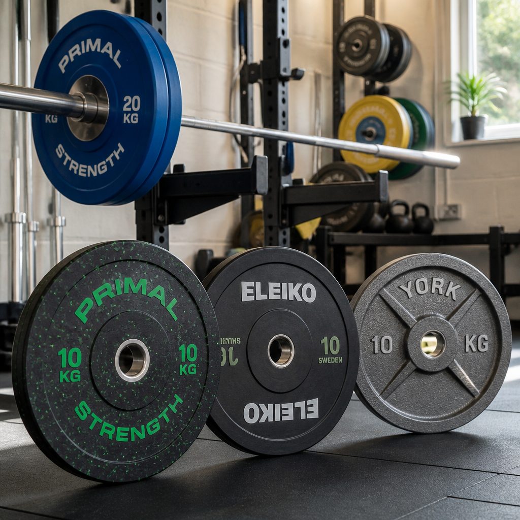 The right plate is the one that matches the way the bar returns to the floor. Controlled strength work and dropped Olympic lifts ask rather different things of the equipment.