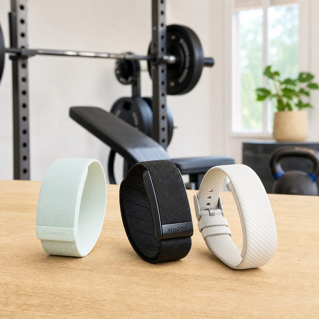 A screenless tracker should disappear into daily life; the quoted weight differences here are not trivial when the band is worn through sleep, training and work.