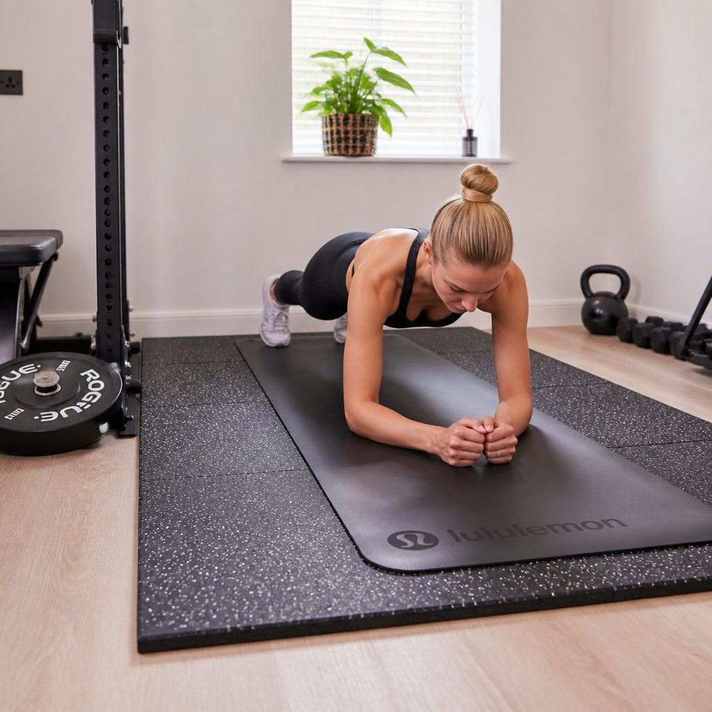 A layered setup can give you a stable protective base for weights with a softer surface on top for floor-based mobility and core work.