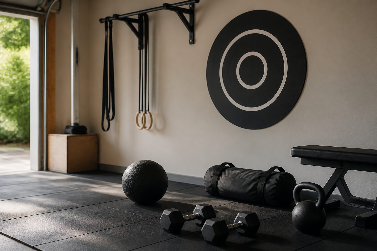 A compact HYROX-focused corner does not need a commercial gym footprint: clear floor space, a sensible wall-ball target and a few versatile pieces go a remarkably long way.