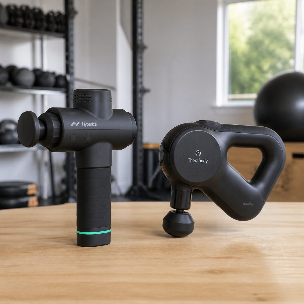 The Prime Plus's 16mm amplitude favours a deeper-feeling treatment on large muscles, while the Hypervolt 3 prioritises pressure resistance.