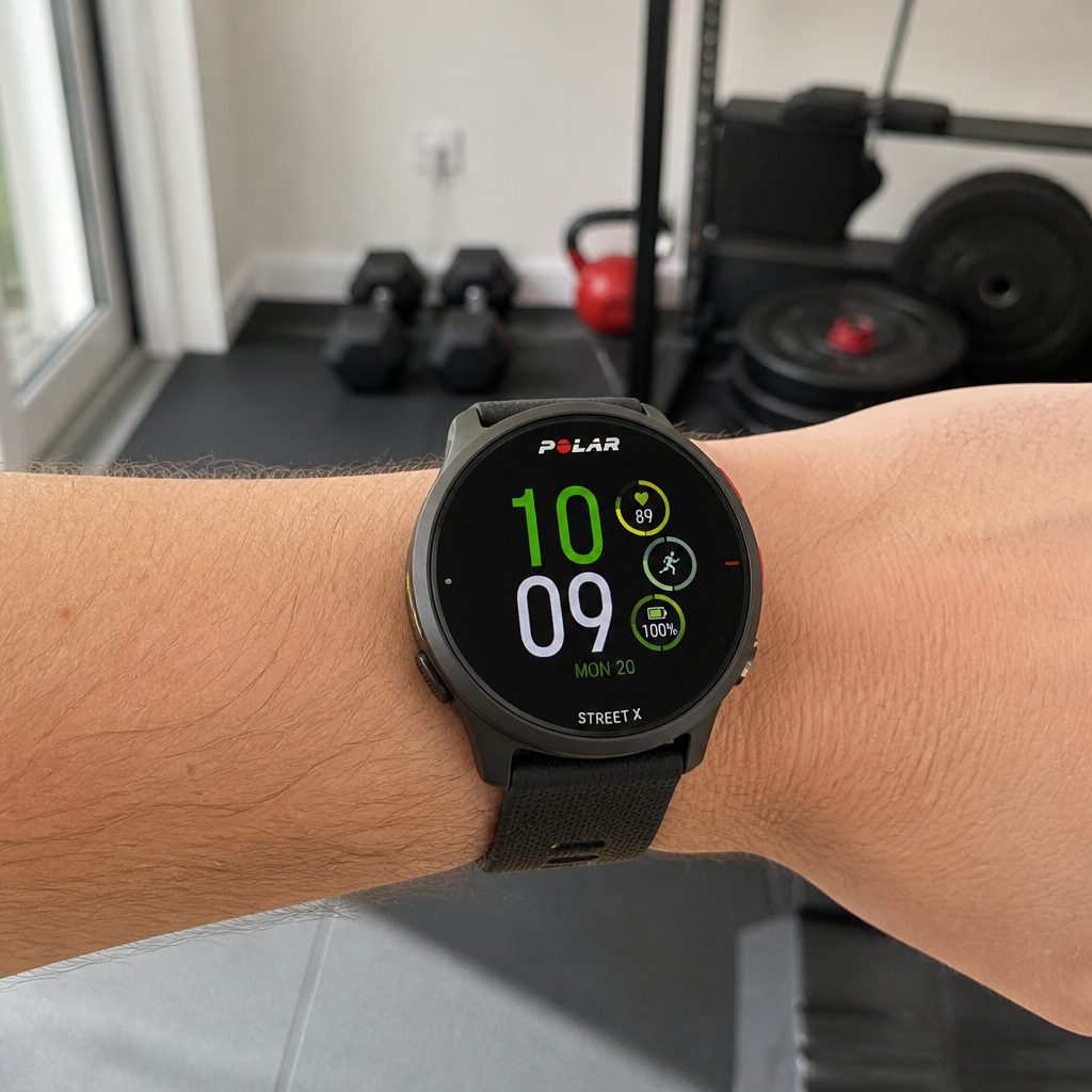 The Street X used a 1.28-inch, 416 x 416 AMOLED panel, while the physical case stayed relatively light at 48g with its strap.