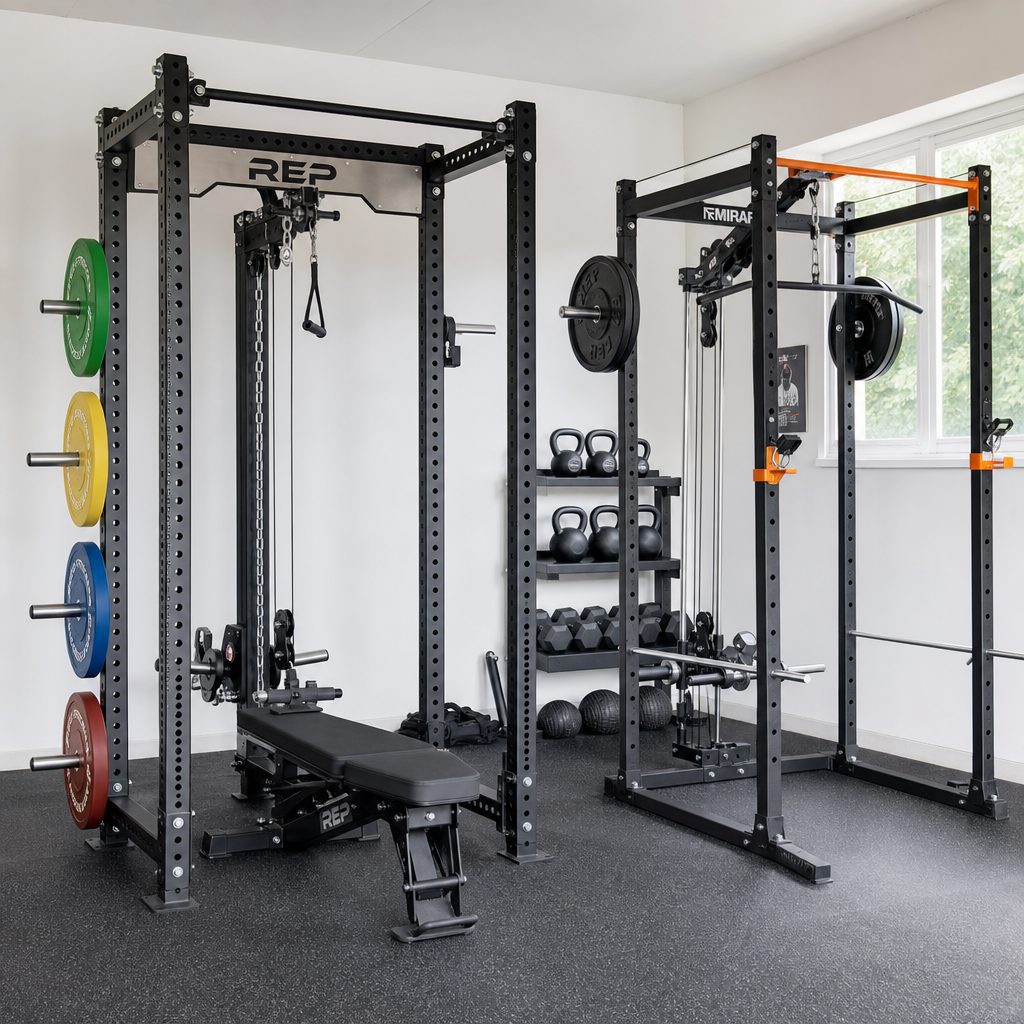 Cable and storage additions can turn a starter rack into a more complete training station, particularly when floor space is limited and every square metre needs to earn its keep.