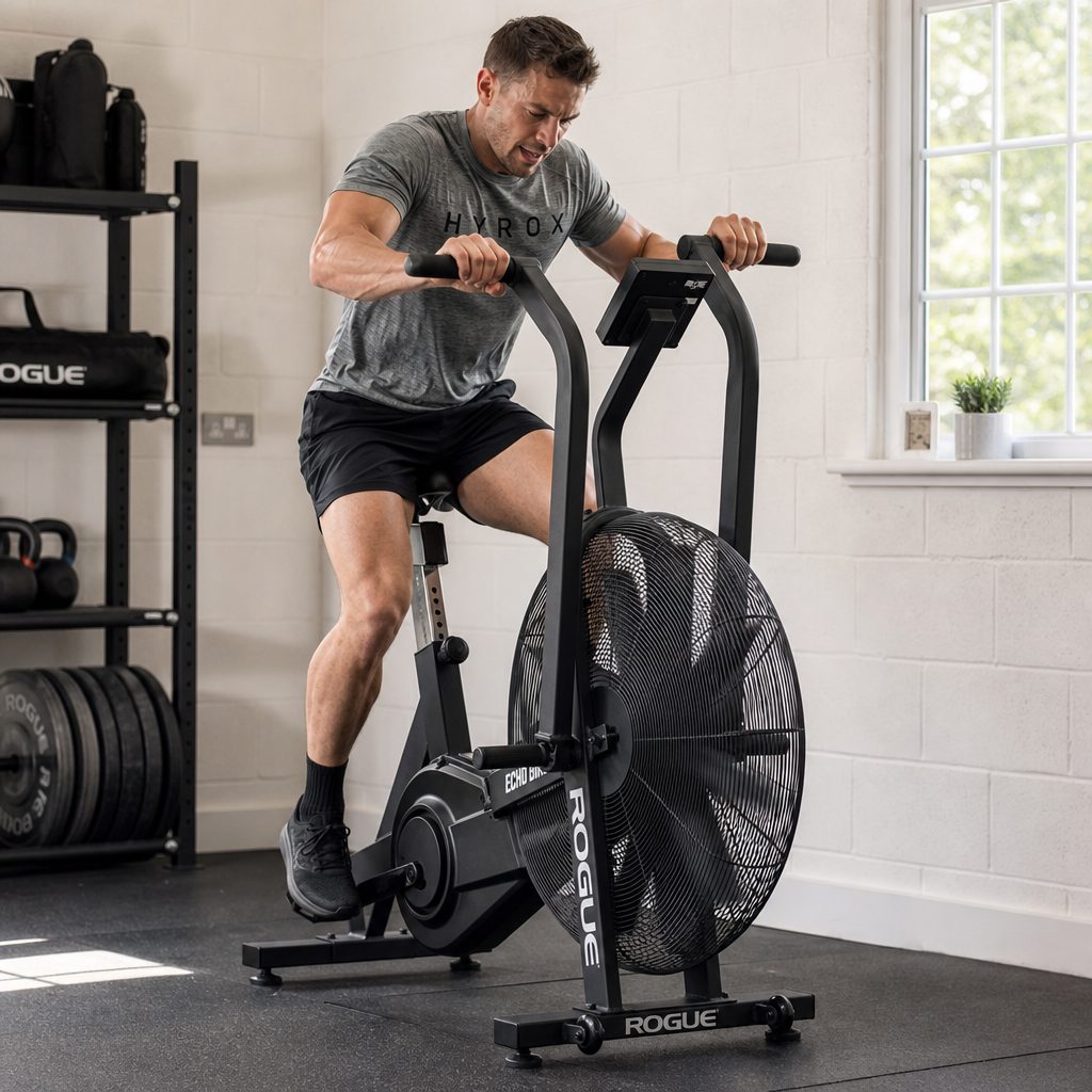 An air bike is not race-station specific in the way a SkiErg is, but it is exceptionally good at teaching you to keep working when your legs and lungs have started negotiating for fewer responsibilities.