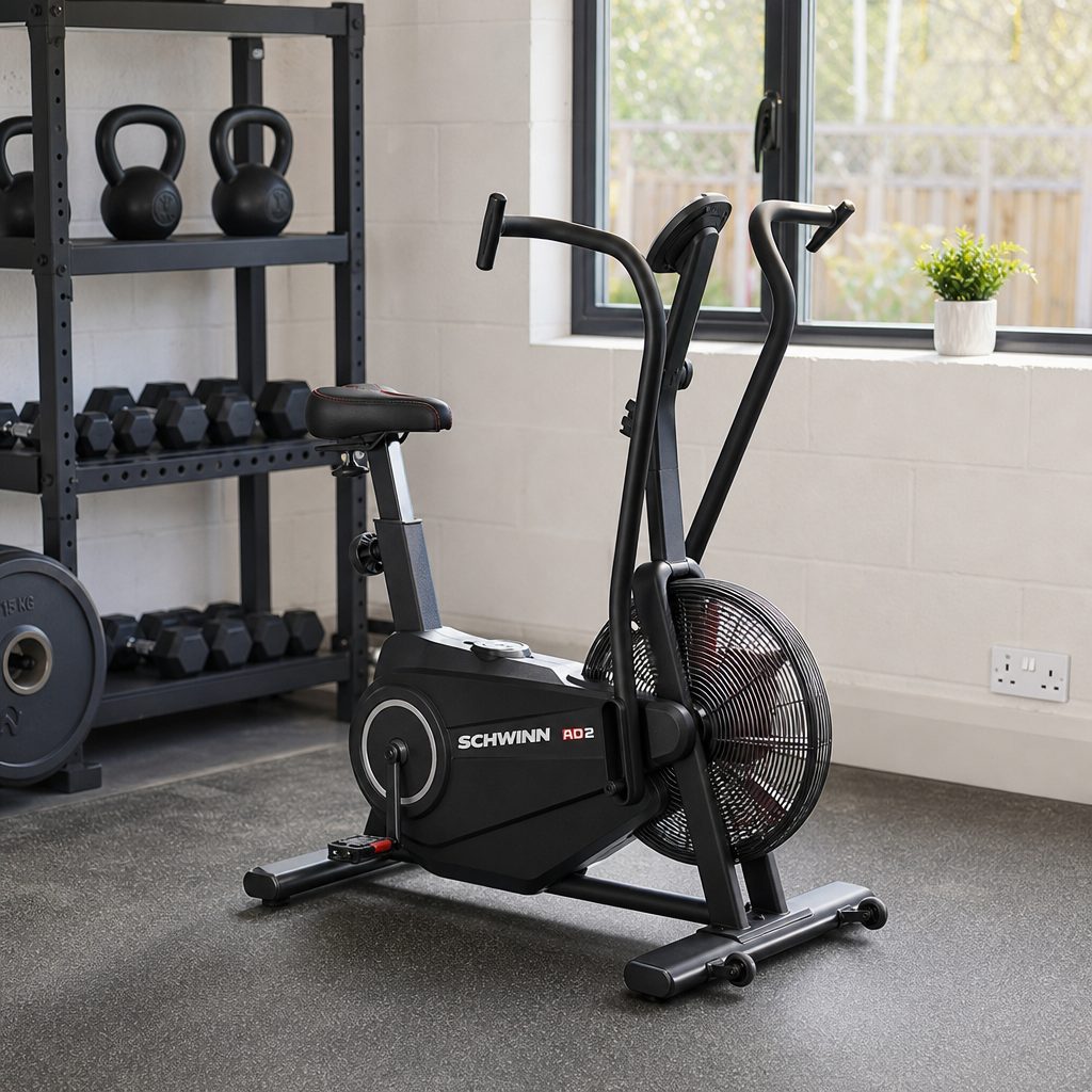 The Schwinn AD2's stated 24 × 46-inch footprint makes it one of the more practical options for a dedicated training corner rather than a full garage-gym takeover.