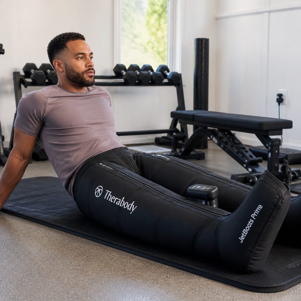 Therabody JetBoots Prime prioritises a tidy, self-contained setup: integrated pumps, on-boot controls and full-leg coverage without external tubing.