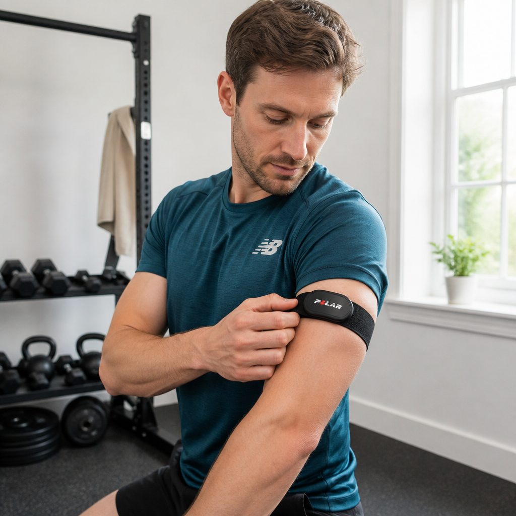 A screenless band with an upper-arm option can suit runners who want continuous recovery tracking but prefer their live heart-rate sensor away from the wrist during training.