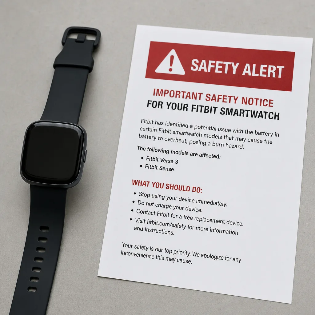 Smartwatch with swollen battery exposed on white surface