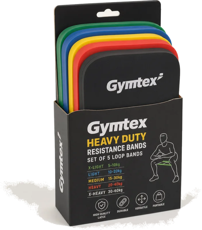 Gymtex Heavy Duty Resistance Bands Set of 5 Loop Bands