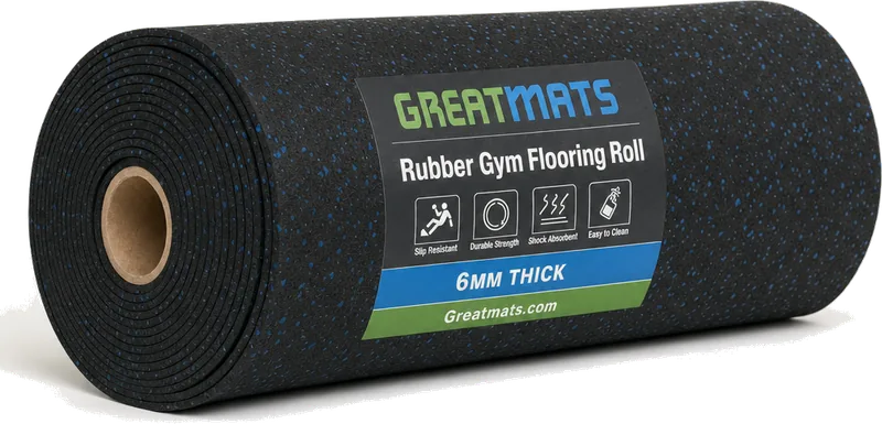 Greatmats Rubber Gym Flooring Roll 6mm Thick